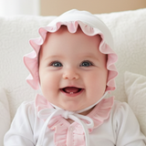 LIL-015 Lily  White and Pink Bonnet.