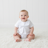 BIB-030 White Bib Pima Bubble Blue Piping