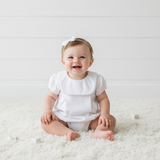 BIB-230 White Bib Pima Bubble Pink Piping