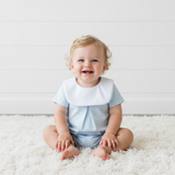 BIB-130 Blue Bib Pima Bubble White Piping