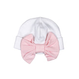 PBW-215 PINK BOW WHITE PIMA BEANIE