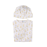 Baby Ducks Snaps Footie and Hat. 100% Pima Cotton