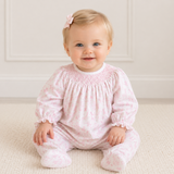 BSF-514 Pink Baby Safari Hand Smock Bishop Footie