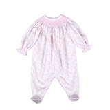 BSF-514 Pink Baby Safari Hand Smock Bishop Footie