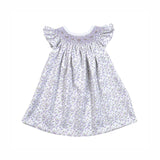 LEY-440 LEYLA PURPLE FLORAL HAND SMOCKED BISHOP DRESS